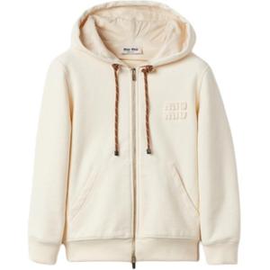 Толстовка с логотипом на молнии MIU MIU, нейтральный цвет