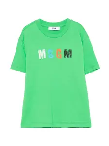 Футболка с логотипом Msgm Kids, зеленый