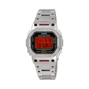 CASIO Ретрофит серия электронный механизм металлический ремешок часы унисекс красный циферблат