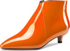 Женские ботильоны Aachcol с коротким голенищем, заостренным носком, низким каблуком-кисочкой с молнией, деловая обувь высотой 3,8 см, Laranja Claro