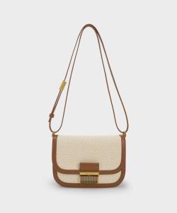 Двухцветная холщовая сумка Charlotte Charles & Keith, цвет Chocolate