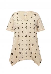 Футболка с принтом RHOMBES POINTED HEM Ulla Popken, светло-коричневый