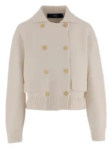 Двубортный вязаный жакет в рубчик Arch4, нейтральный