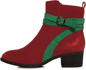 Женские модные ботильоны FSJ с круглым носком, на низком каблуке-блоке, с боковой молнией, удобные, зимние, повседневные, размер 4-15 US, Dark Red