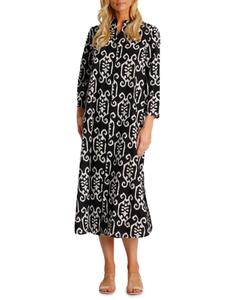 Платье-миди с ярким принтом La Moda Clothing, черный/белый