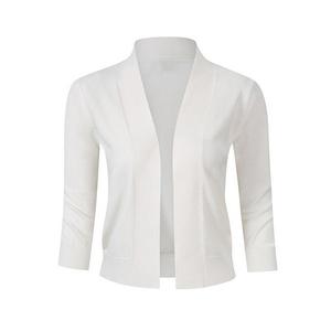 Женский укороченный кардиган 3/4 рукава с открытой передней частью Green Elysium, Beige