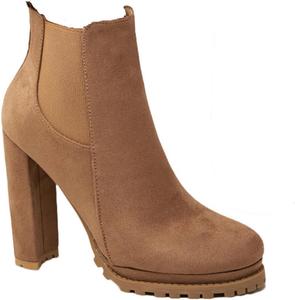 Женские ботильоны на массивном каблуке из замши с высоким каблуком и боковыми молниями Челси Hykytyhk, Brown