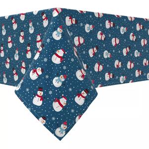 Прямоугольная скатерть, 100 % хлопок, 60x104 дюйма, Снеговики в зимней стране чудес.