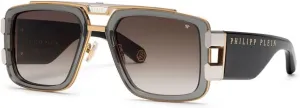 Philipp Plein SPP128M 0340 Oro Rose' Lucido C/Parti Palladio Lucido 58/21/145 Мужские солнцезащитные очки, Gold