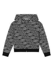 Dolce & Gabbana Kids худи на молнии с логотипом, черный