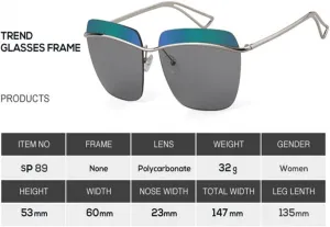 Винтажные солнцезащитные очки без оправы, женские солнцезащитные очки класса люкс generic, C3