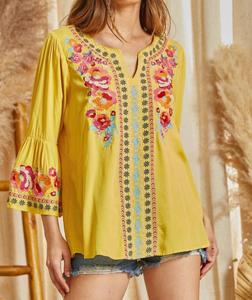 Саут Бич вышитая блузка в цвете бархатцев ANDREE BY UNIT, золотой