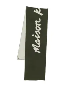 Шарф с надписью от руки Maison Kitsuné, зеленый