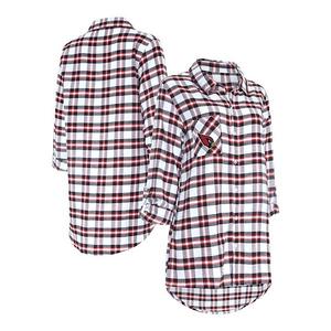 Женская ночная рубашка с длинным рукавом и пуговицами Concepts Sport Black Arizona Cardinals Sienna Plaid Unbranded