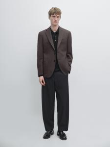 Шерстяной блейзер Massimo Dutti, brown