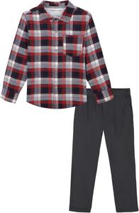 Комплект из двух тканых брюк Calvin Klein для мальчиков, Red Plaid/Worlf Gray