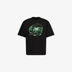 Футболка Amiri с принтом в виде листьев, черный