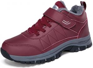 Женские зимние ботинки, снегоступы с высоким верхом и меховой подкладкой, походные обувь, водонепроницаемые и противоскользящие, теплые повседневные ботинки для холодной погоды Qacksv, Red