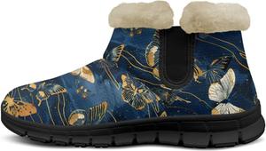 Женские зимние ботинки-бабочки, утепленные ботильоны для женщин, удобная и нескользкая обувь для улицы, размеры 36-42 Pointodoor, Butterfly-Blue