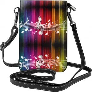 Небольшая сумка для телефона с принтом музыкальных нот, сумка через плечо с магнитной застежкой и отделениями для карт, из искусственной кожи Ultra Fiber.