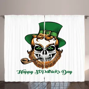 Штора ABAKUHAUS "Череп курит", картина "Голова гоблина", универсальная ленточная штора для гостиной с петлями и крючками, 280 x 225 см, белый, разноцветный Abakuhaus