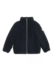 Пуховик с флисовыми вставками Moncler Enfant, черный