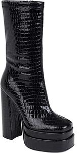 Женские ботильоны JOEupin на платформе с массивным каблуком и средней голенью Челси, с задней молнией, удобные, с нескользящей подошвой, Crocodile Pattern