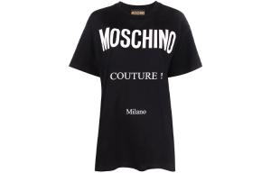 Moschino Женская черная футболка с круглым вырезом, умеренно прямой крой