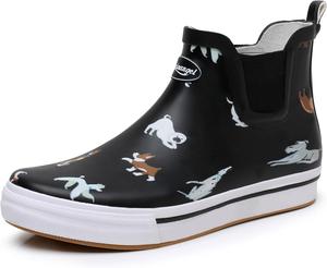 РАЙНЭНДЖЕЛ Резиновые сапоги для женщин и мужчин, унисекс, короткие дождевые ботинки с антискользящей подошвой, удобные и легкие садовые резиновые сапоги для работы на улице, водонепроницаемые сапоги для рыбалки RAINANGEL, Animals