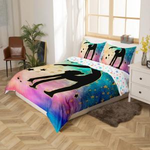 Erosebridal Комплект постельного белья Gymnastics с глиттером и тай-дай принтом для девочек, Teal Pink Gold