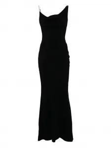 Платье с воротником-хомут Mugler, черный