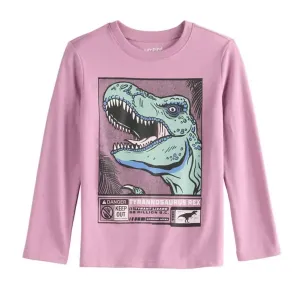 Футболка с длинными рукавами и принтом для мальчиков и малышей Jumping Beans, цвет purple trex facts