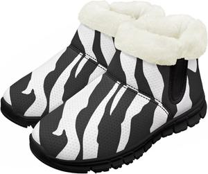 Детские водонепроницаемые зимние ботинки для снега - теплые, с меховой подкладкой для мальчиков и девочек (малыши/маленькие дети/старшие дети), черная подошва Pzuqiu, Zebra Print