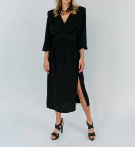 Платье миди с драпировкой черного цвета SCOTCH & SODA