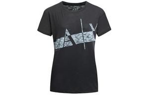 Футболка с рукавом дроп-шилдер женская ARMANI EXCHANGE, черная