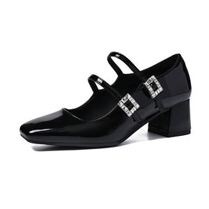 TATAYA Женские туфли Мэри Джейн на массивном каблуке черные, цвет Black