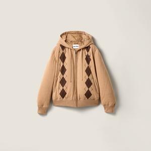 Пуховик из кашемира с аргайл-узором MIU MIU, коричневый