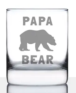 Папа-Медведь дарит папе бокал для виски со льдом, 10 унций Bevvee, clear