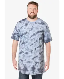 Большая и высокая футболка с карманом и длинным рукавом без усадки Kingsize, серый