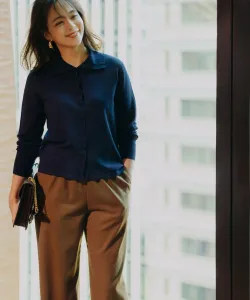 Прямые брюки из матовой саржи Suite, цвет Cocoa Brown [035]