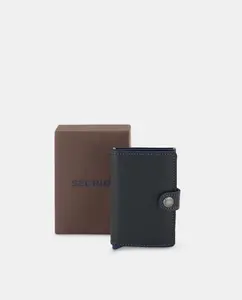 Оригинальный кожаный визитник синего цвета с защитой RFID для мужчин Secrid, темно-синий