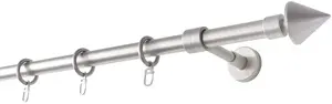 Карниз для штор GARESA "BASE", 1 направляющая, желаемая длина, комплект для штор, пластик, выдвижной, наконечник, с кольцами 130 см, Ø 20 мм, цвет mattchromfarben
