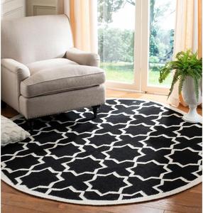 Ковер SAFAVIEH, 183 x 183 см, Dhurries Collection Black/Ivory DHU549L ручной работы плоского плетения из премиальной шерсти