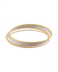 Комплект из 7 тонких трехцветных браслетов с покрытием из 14-каратного золота ADORNIA