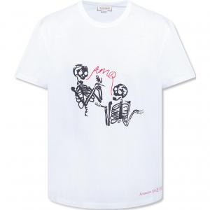 Футболка с принтом Skeleton Logo Alexander McQueen, белый