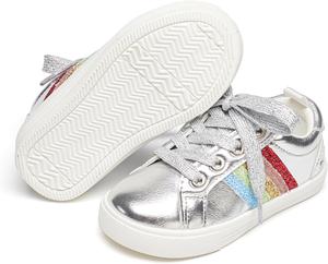 Кроссовки для малышей и маленьких девочек Felix Flora, спортивные сникерсы, принцесса, повседневные блестящие туфли Felix & Flora, серебро