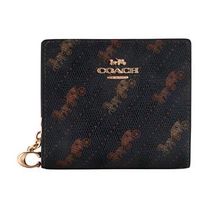 Кошелек Snap с покрытием из текстиля и гладкой кожаной кардхолдер, Coach для женщин в коричнево-черном цвете