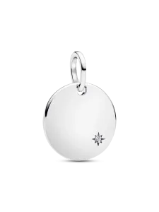 Подвеска с выращенным в лаборатории бриллиантом, подлежащая гравировке Pandora, 0,012 карата tw, стерлинговое серебро