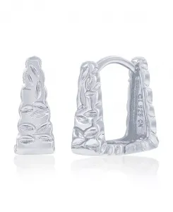 Серьги-Кольца квадратной формы из стерлингового серебра с текстурой Simona, silver