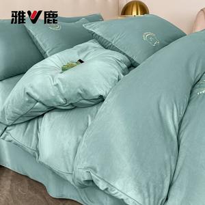 Yalu Пододеяльник 180х220 см, молочный вельвет, двусторонний, цвет Water Green